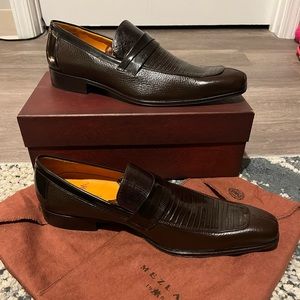 Mezlen brown size 12 M, genuine lizard, men’s dress shoe.